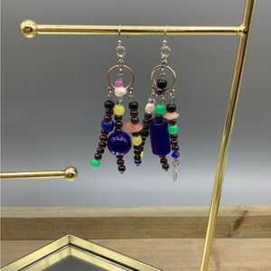 Colorful Beaded Dangle Earrings by Haobalabu